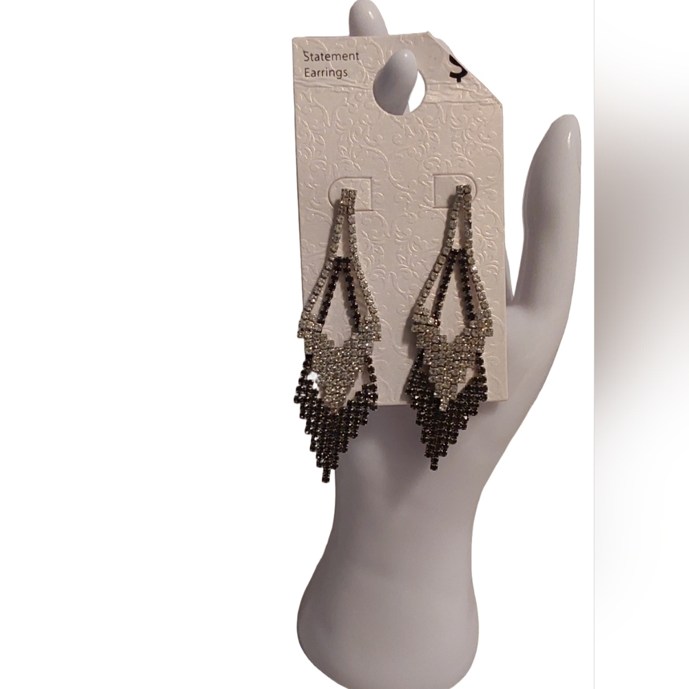 Elegant Silver and Black Statement Earrings